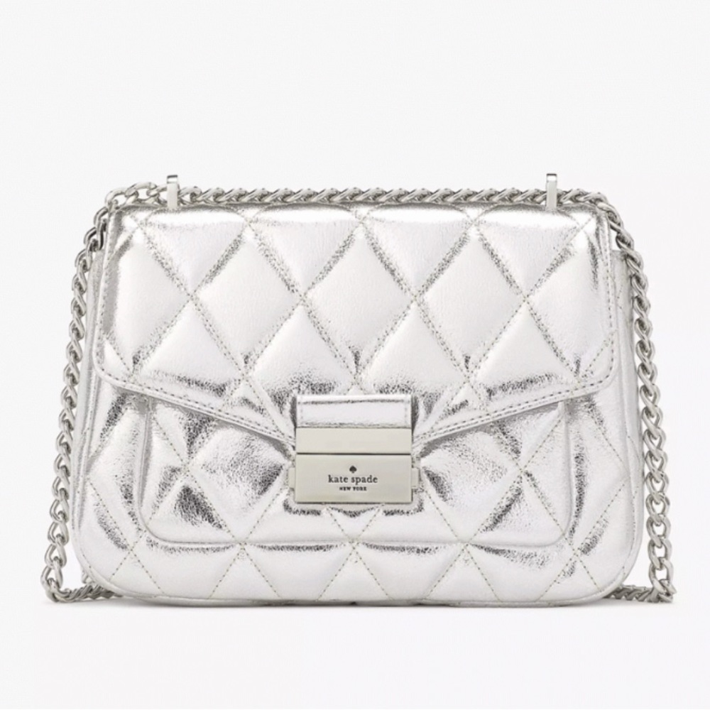 NWT Kate Spade Carey Metallic  Flap Shoulder Bag